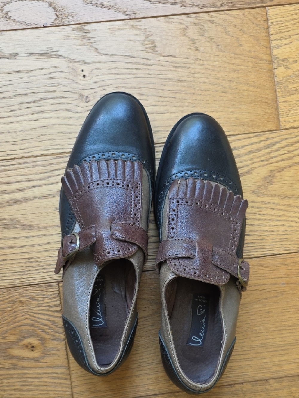 Women’s Two-Tone Leather Tassel Kiltie Slip-On Loafers - Brown/Gray - Picture 6 of 10